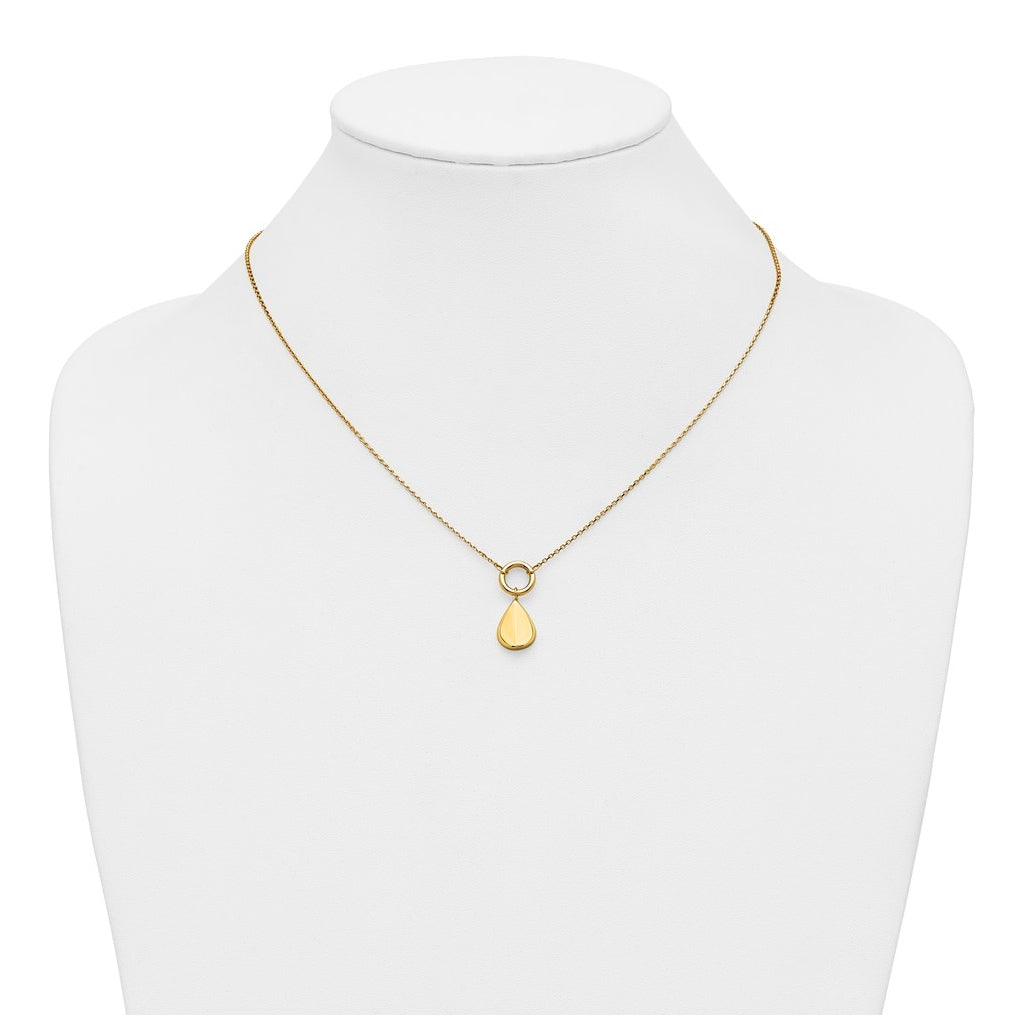 14k Yellow Gold Polished Geometric Pendant Necklace