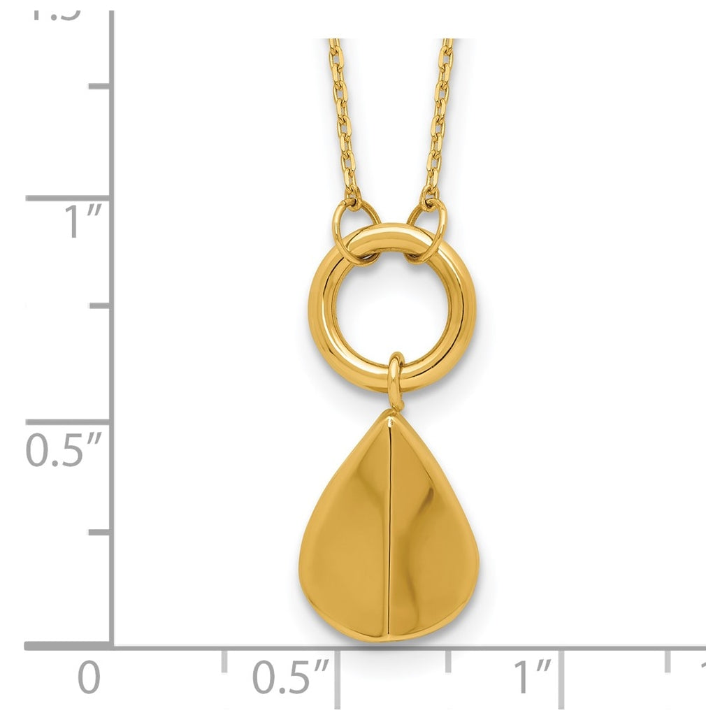14k Yellow Gold Polished Geometric Pendant Necklace