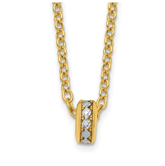 14k Yellow Gold w/White Rhodium Polished Circle Pendant Necklace