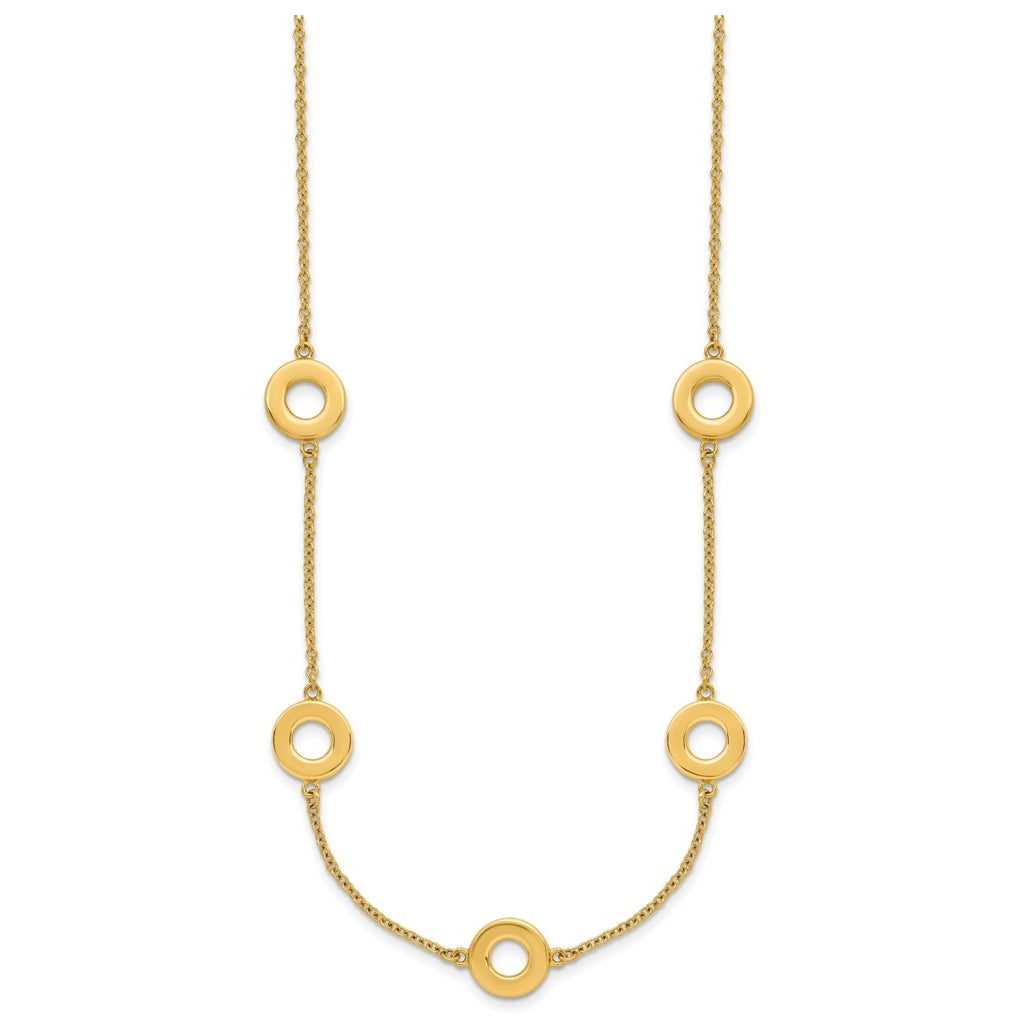 14k Yellow Gold Polished Circle Station with 2in Ext. Necklace