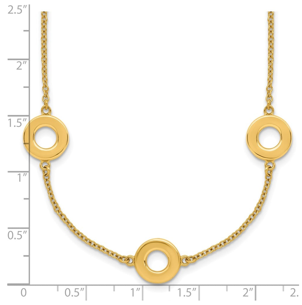 14k Yellow Gold Polished Circle Station with 2in Ext. Necklace
