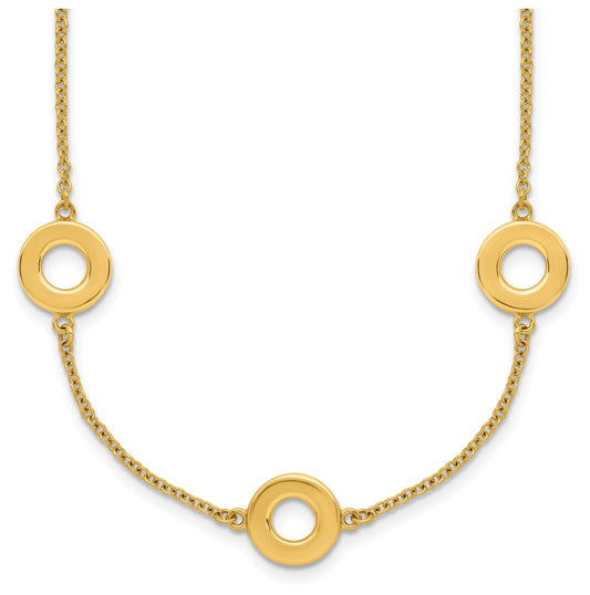 14k Yellow Gold Polished Circle Station with 2in Ext. Necklace