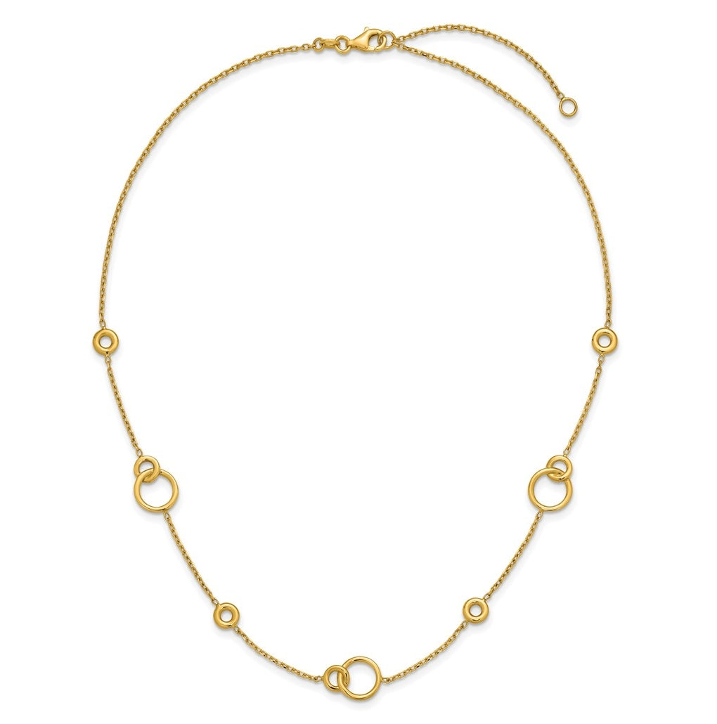 14k Yellow Gold Polished Circle Station w/2in Ext. Necklace