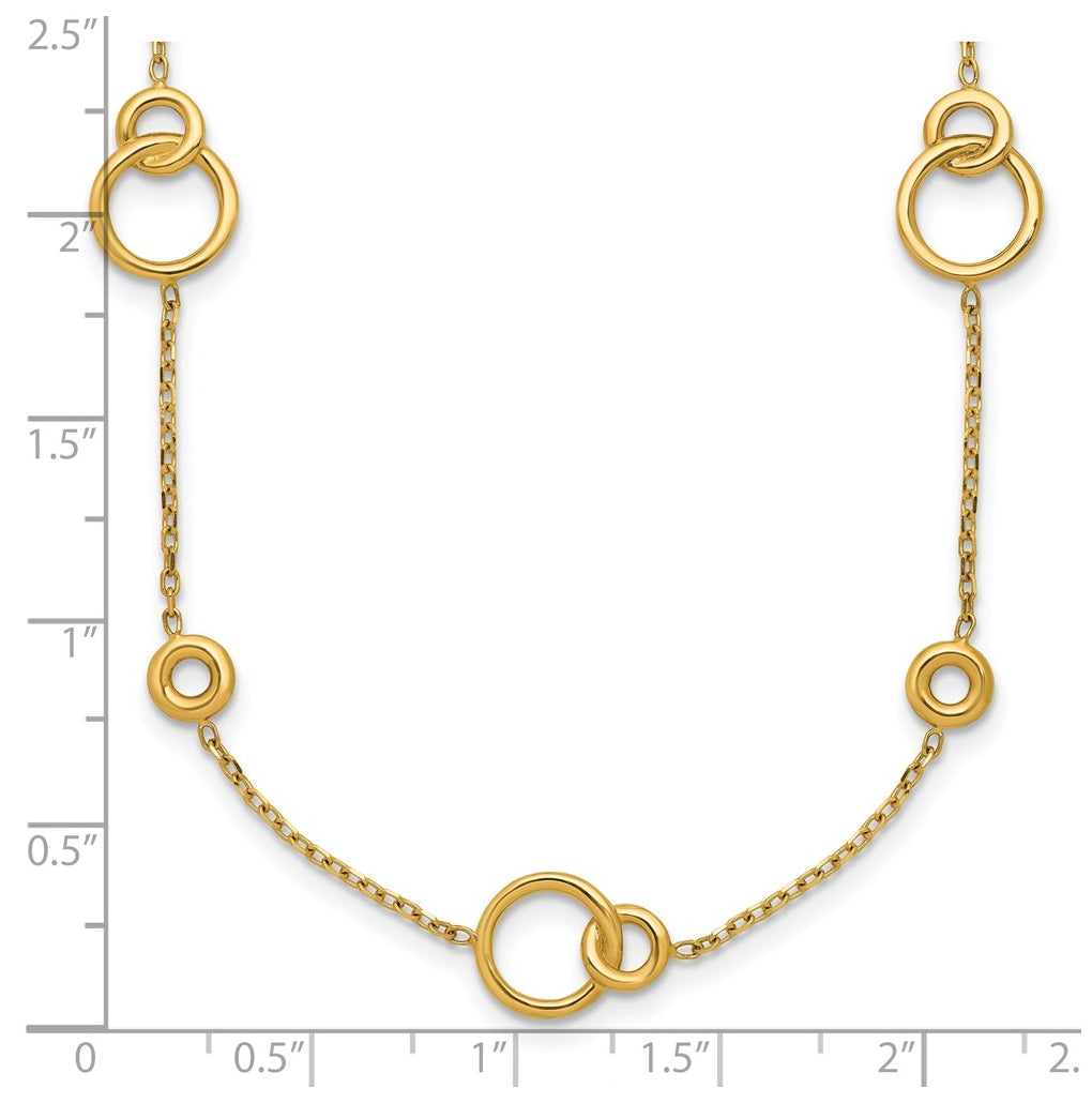 14k Yellow Gold Polished Circle Station w/2in Ext. Necklace