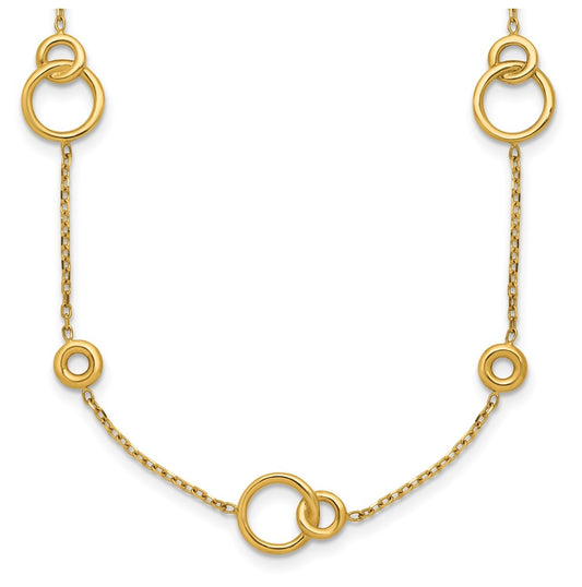 14k Yellow Gold Polished Circle Station w/2in Ext. Necklace