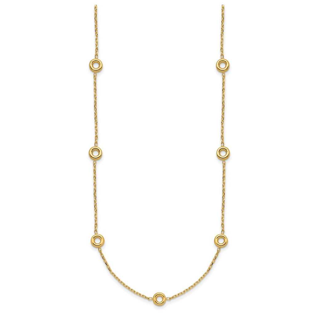 14k Yellow Gold Polished Circle Station w/2in Ext. Necklace