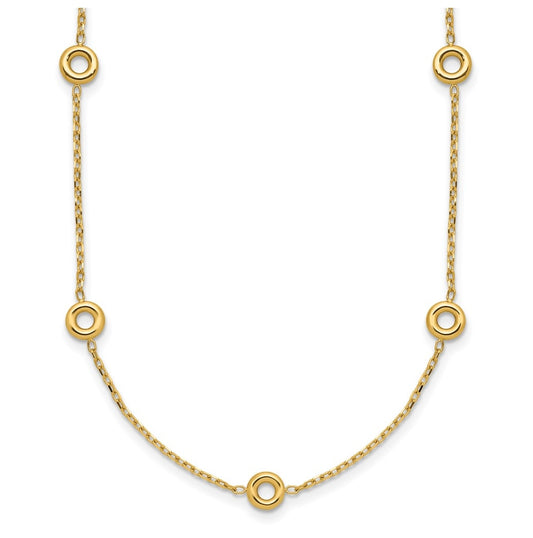 14k Yellow Gold Polished Circle Station w/2in Ext. Necklace