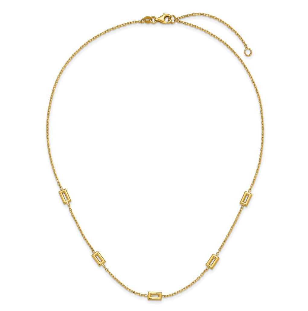 14k Yellow Gold Polished Rectangle Station w/2in Ext. Necklace