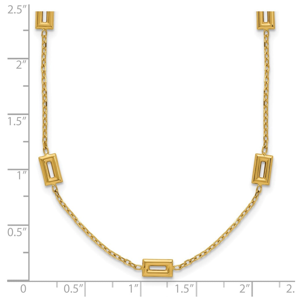 14k Yellow Gold Polished Rectangle Station w/2in Ext. Necklace