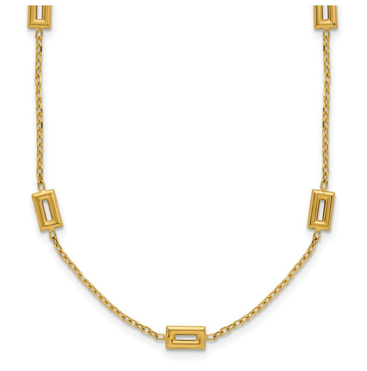 14k Yellow Gold Polished Rectangle Station w/2in Ext. Necklace