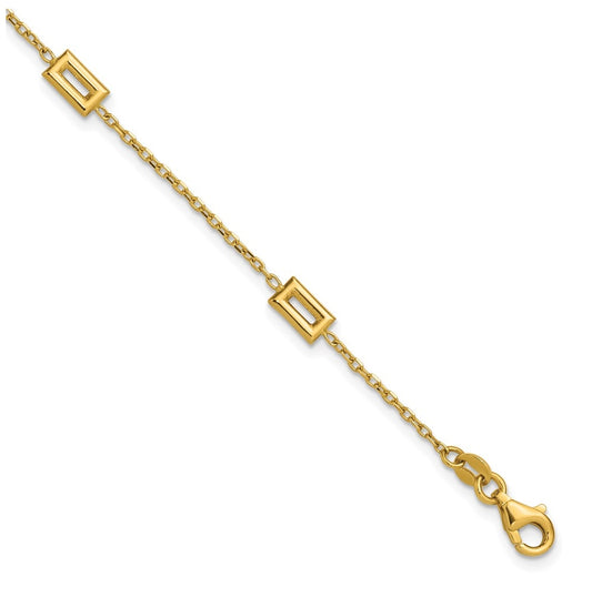 14k Yellow Gold Polished Rectangle Station w/.5in Ext. Bracelet