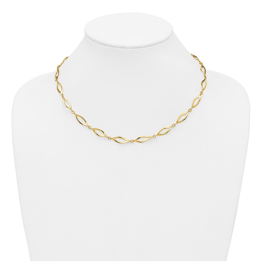 14k Yellow Gold Polished Fancy Link Necklace