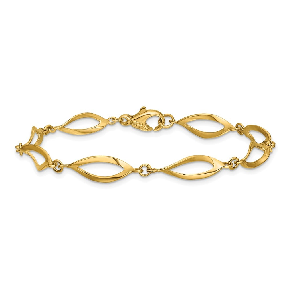 14k Yellow Gold Polished Fancy Link Bracelet