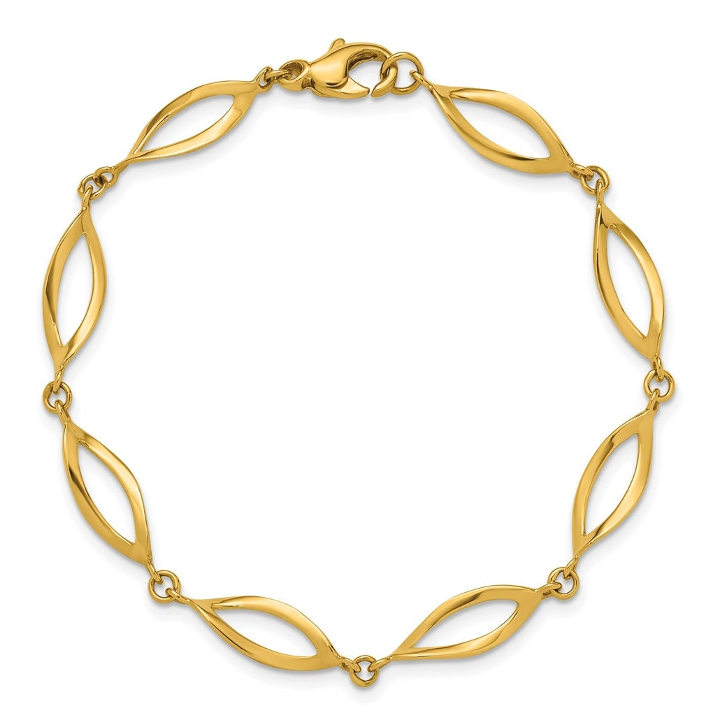 14k Yellow Gold Polished Fancy Link Bracelet