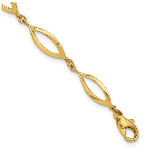 14k Yellow Gold Polished Fancy Link Bracelet