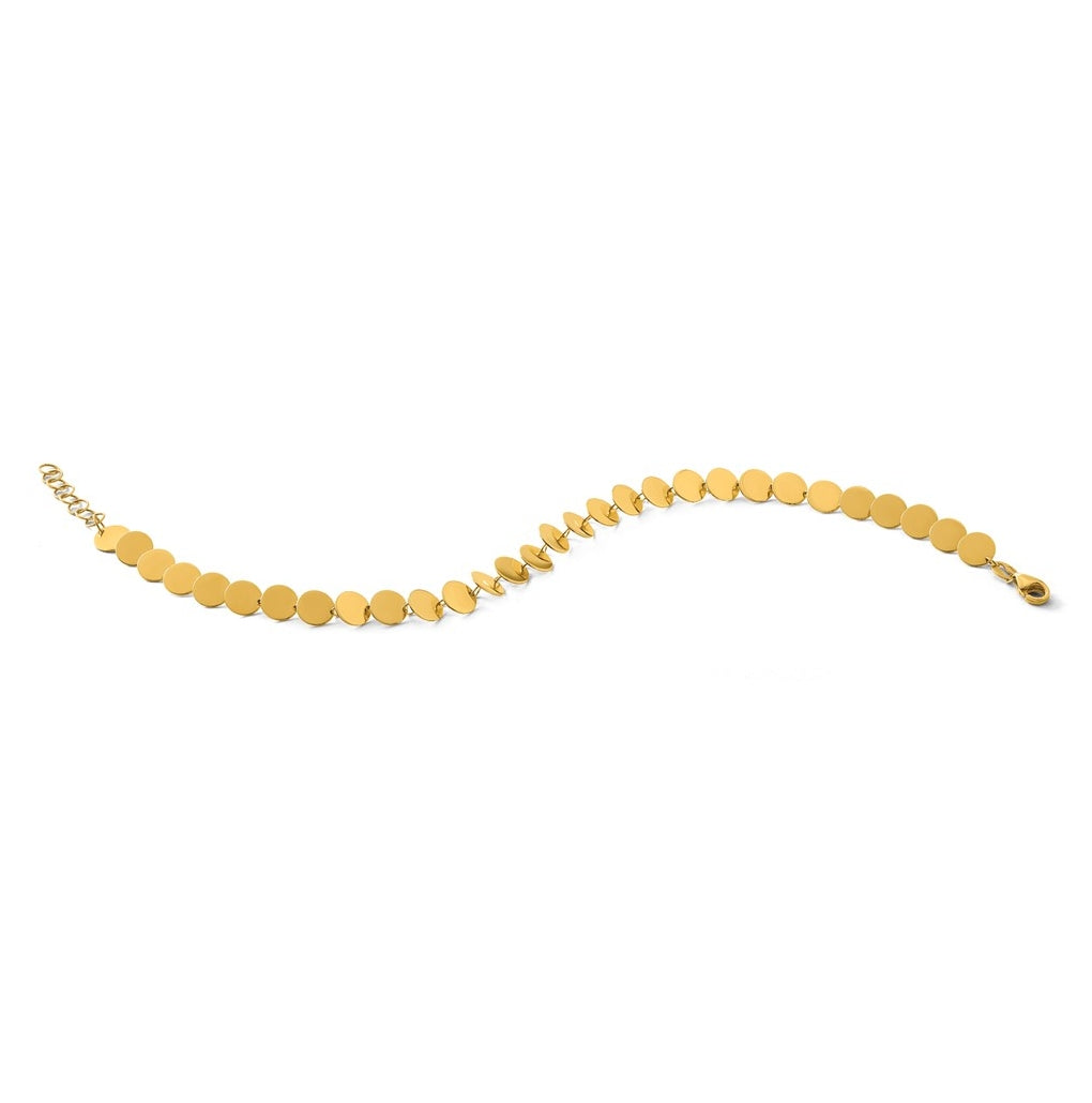14k Yellow Gold Polished Fancy Circle Disc w/1in ext. Bracelet