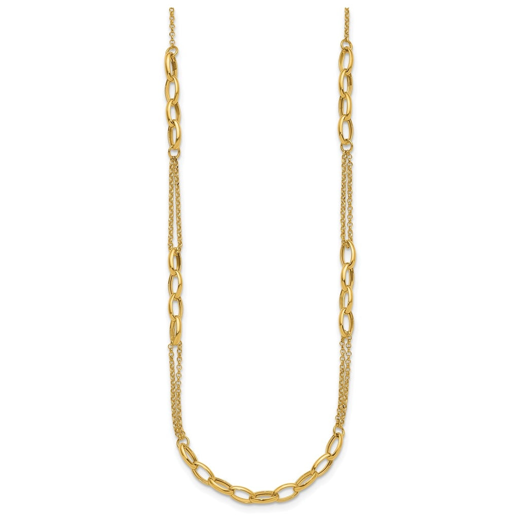 14k Yellow Gold Polished Fancy Oval Link Necklace