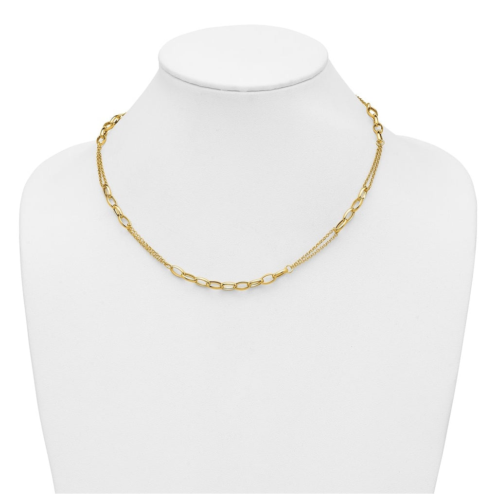 14k Yellow Gold Polished Fancy Oval Link Necklace