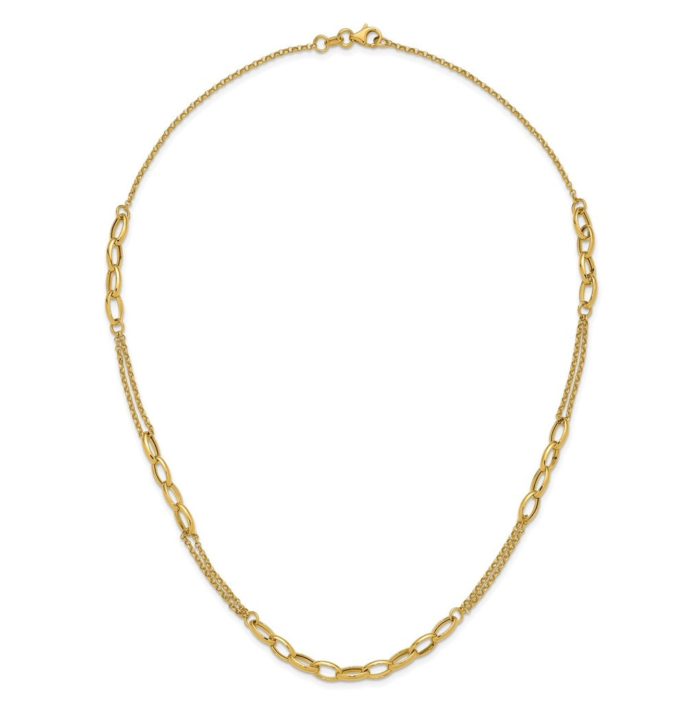 14k Yellow Gold Polished Fancy Oval Link Necklace