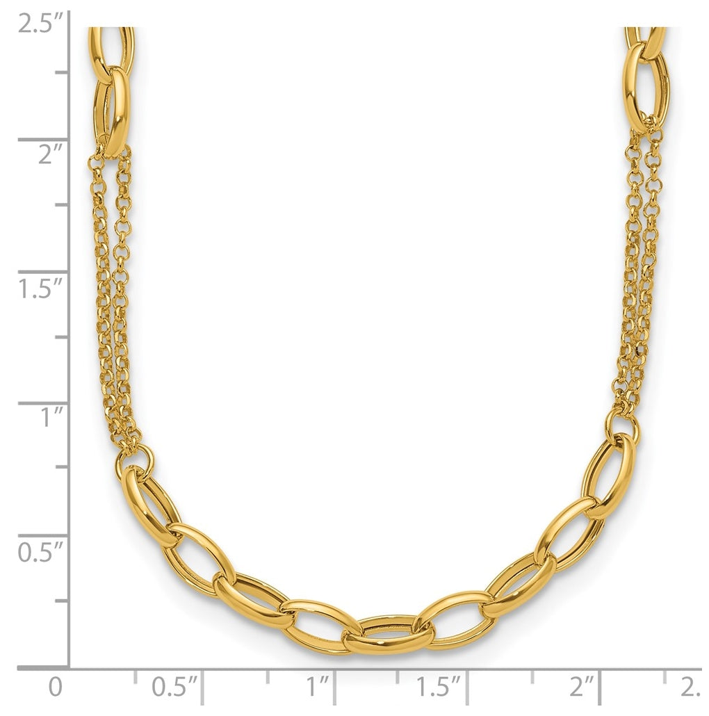 14k Yellow Gold Polished Fancy Oval Link Necklace