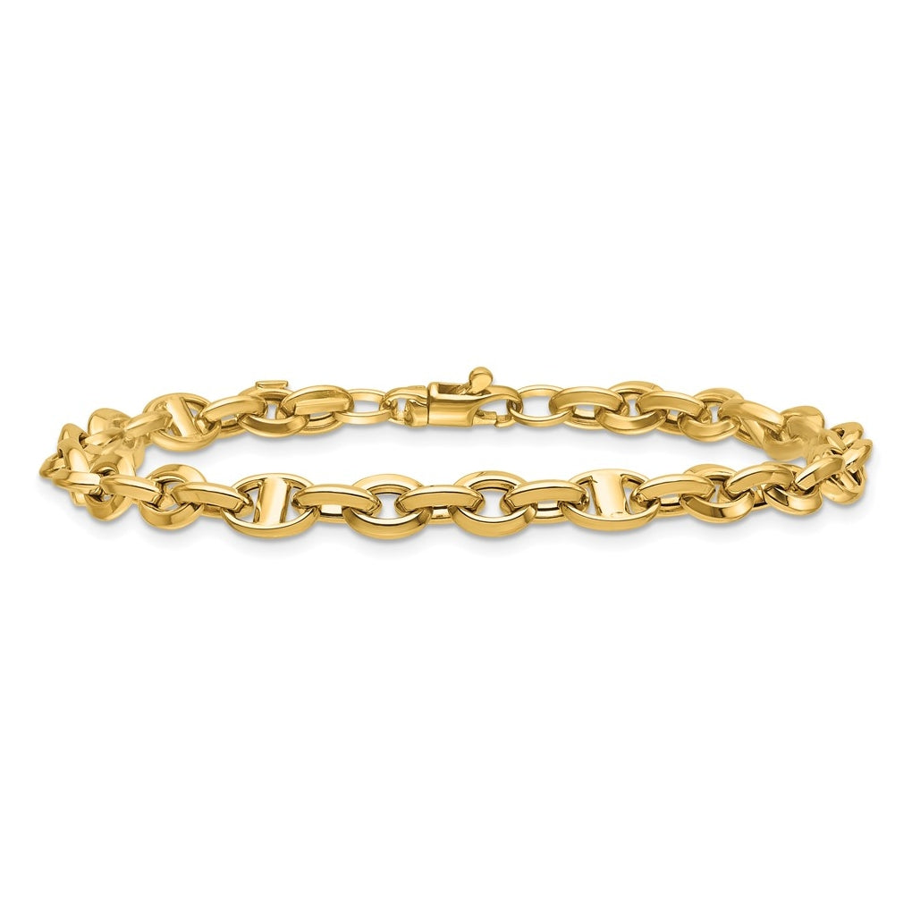 14k Yellow Gold Polished Fancy Link Bracelet