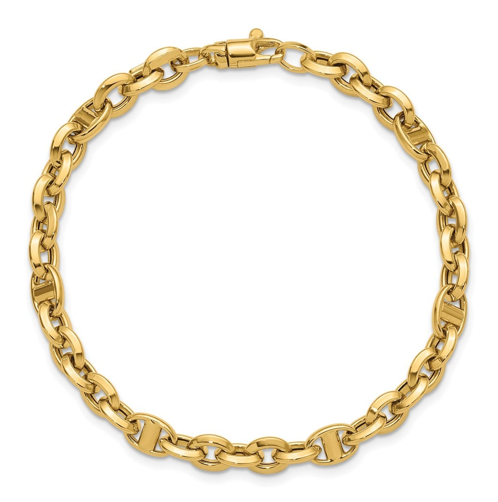 14k Yellow Gold Polished Fancy Link Bracelet