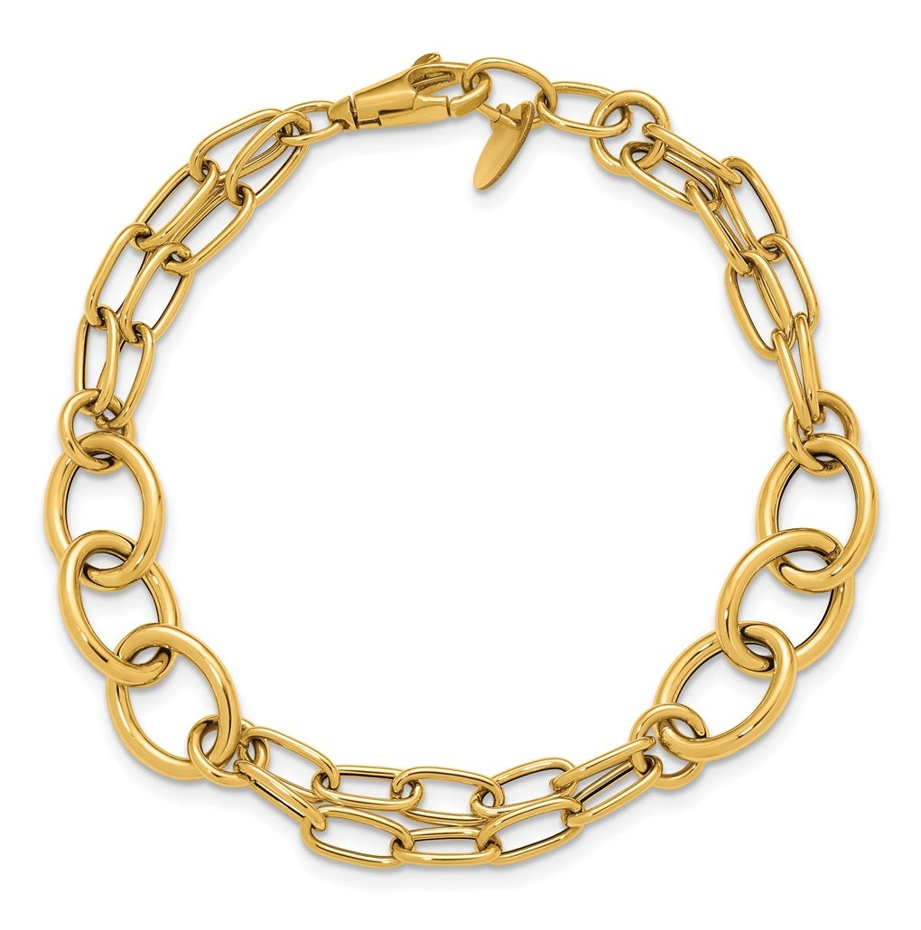 14k Yellow Gold Polished Fancy 2-strand Link Bracelet