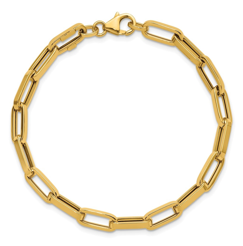 14k Yellow Gold Polished Fancy Paperclip Bracelet