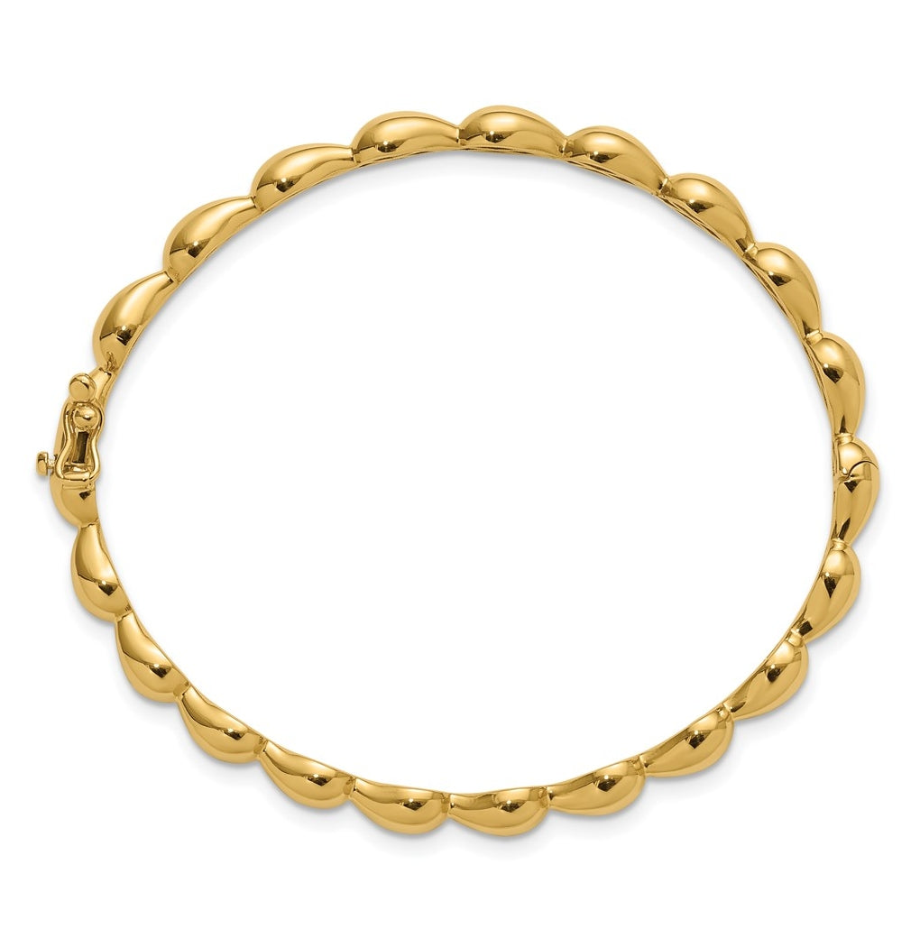 14k Yellow Gold Polished Fancy Hinged Bangle