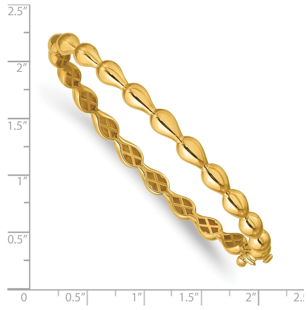 14k Yellow Gold Polished Fancy Hinged Bangle