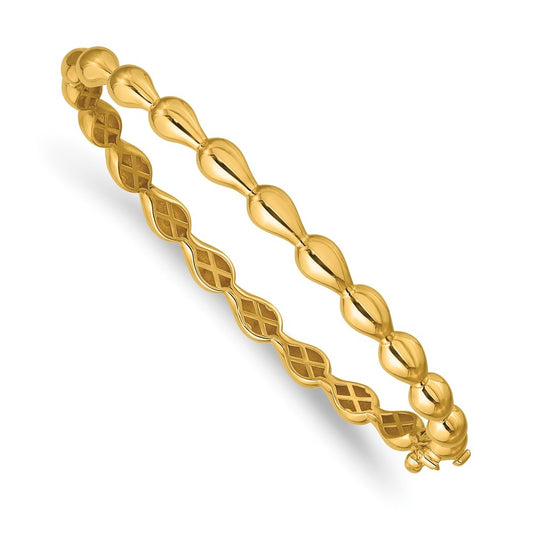 14k Yellow Gold Polished Fancy Hinged Bangle