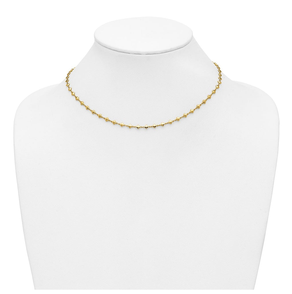 14k Yellow Gold Polished Geometric Fancy with 2 in ext. Necklace