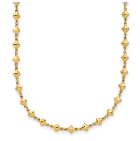 14k Yellow Gold Polished Geometric Fancy with 2 in ext. Necklace