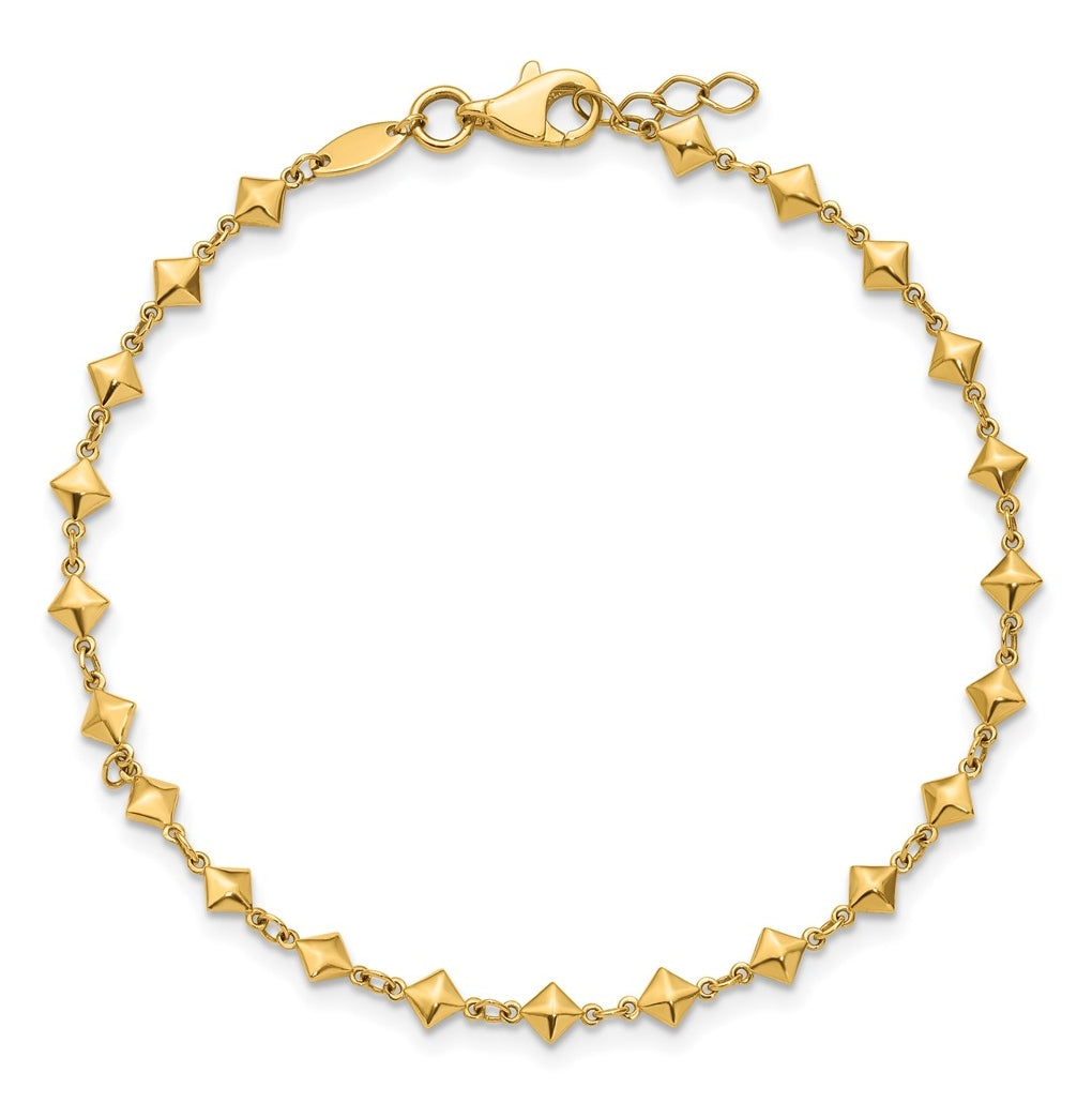 14k Yellow Gold Polished Geometric Fancy with .5 in ext. Bracelet