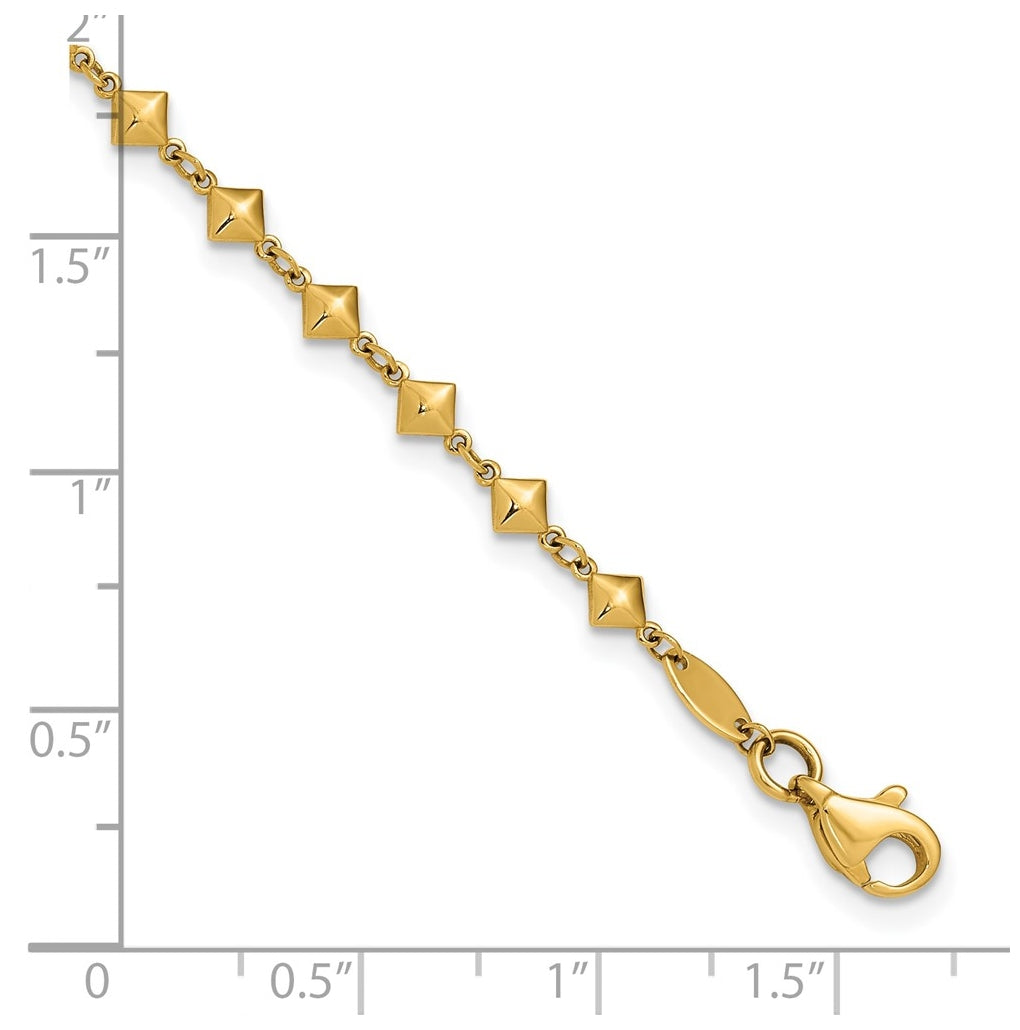 14k Yellow Gold Polished Geometric Fancy with .5 in ext. Bracelet