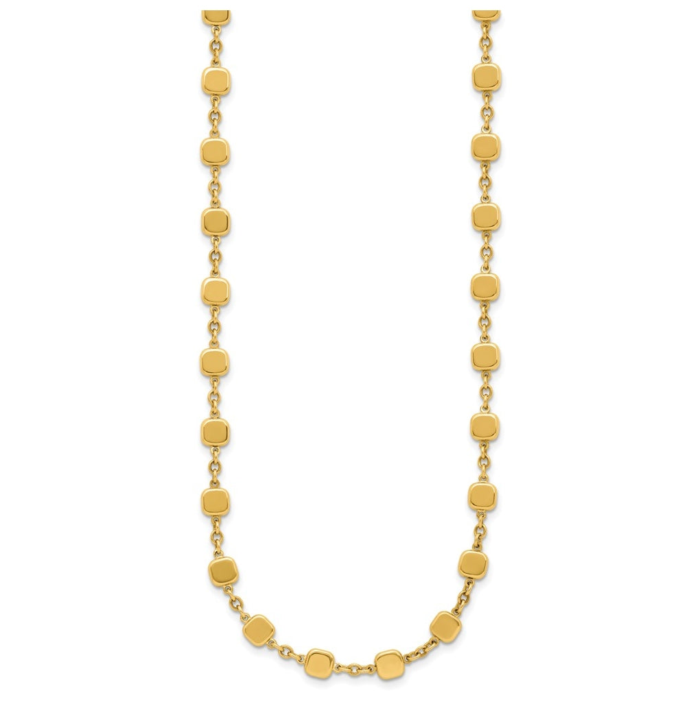 14k Yellow Gold Polished Geometric Square with 2 in ext. Necklace