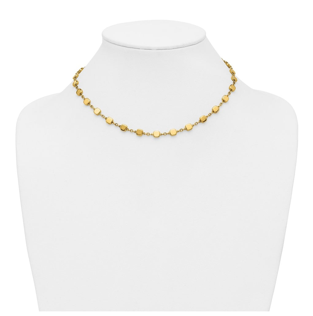 14k Yellow Gold Polished Geometric Square with 2 in ext. Necklace