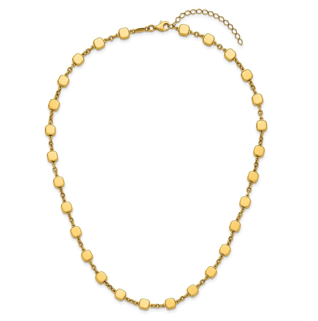 14k Yellow Gold Polished Geometric Square with 2 in ext. Necklace