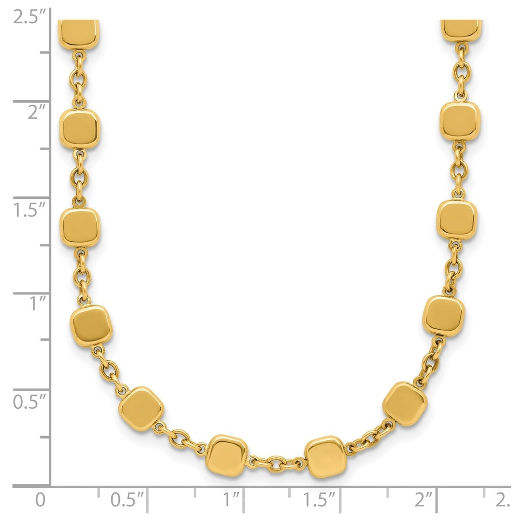 14k Yellow Gold Polished Geometric Square with 2 in ext. Necklace