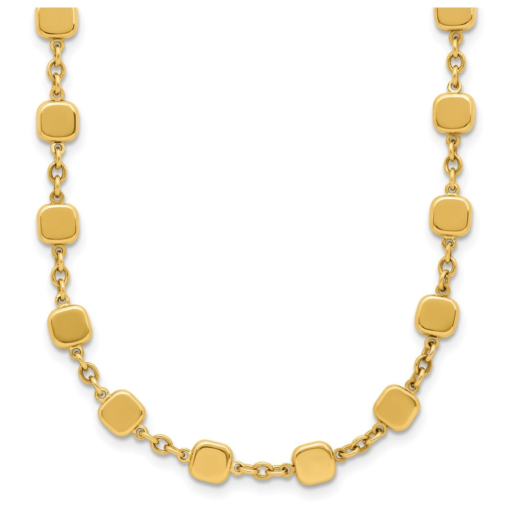 14k Yellow Gold Polished Geometric Square with 2 in ext. Necklace