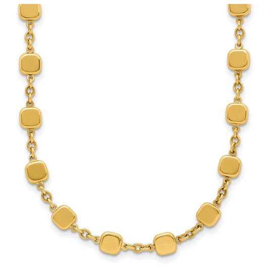 14k Yellow Gold Polished Geometric Square with 2 in ext. Necklace