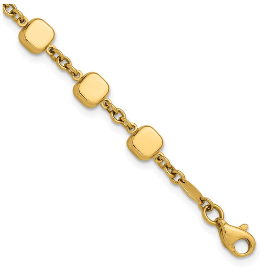14k Yellow Gold Polished Geometric Square with .5 in ext. Bracelet