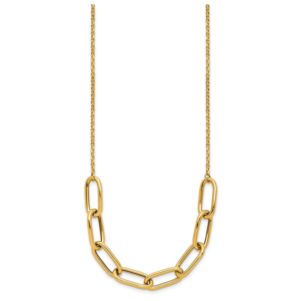 14k Yellow Gold Polished Fancy Link with 1in ext. Necklace