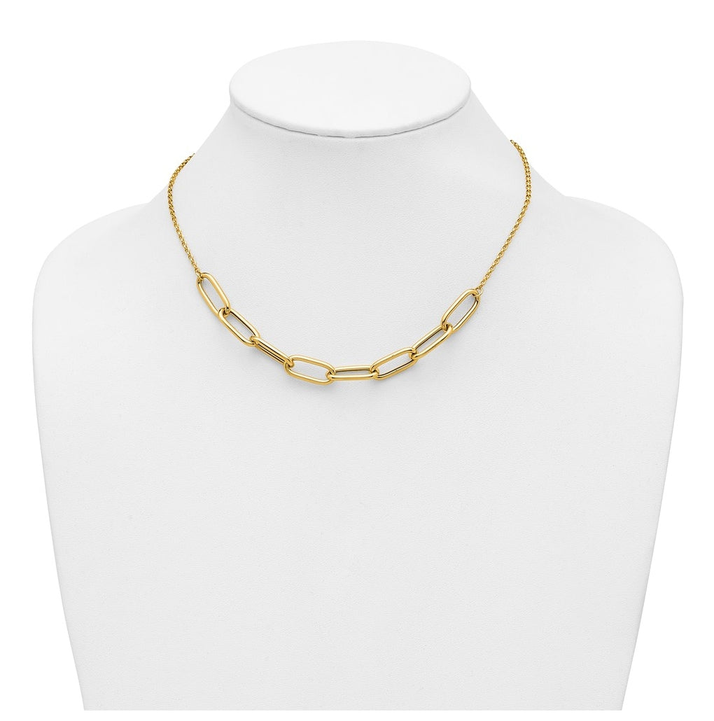 14k Yellow Gold Polished Fancy Link with 1in ext. Necklace