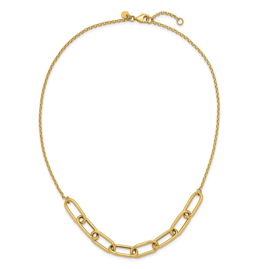 14k Yellow Gold Polished Fancy Link with 1in ext. Necklace