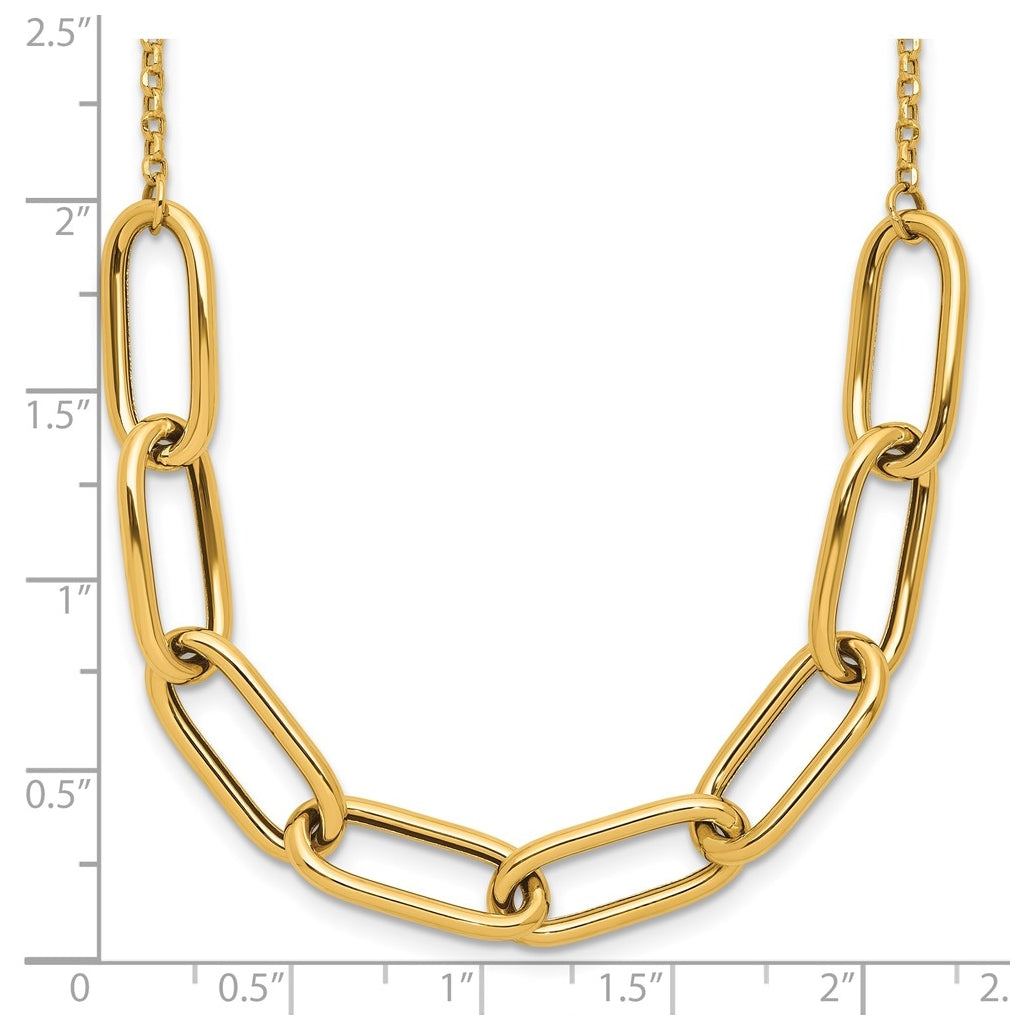 14k Yellow Gold Polished Fancy Link with 1in ext. Necklace