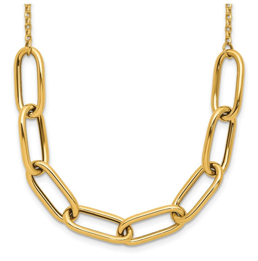 14k Yellow Gold Polished Fancy Link with 1in ext. Necklace