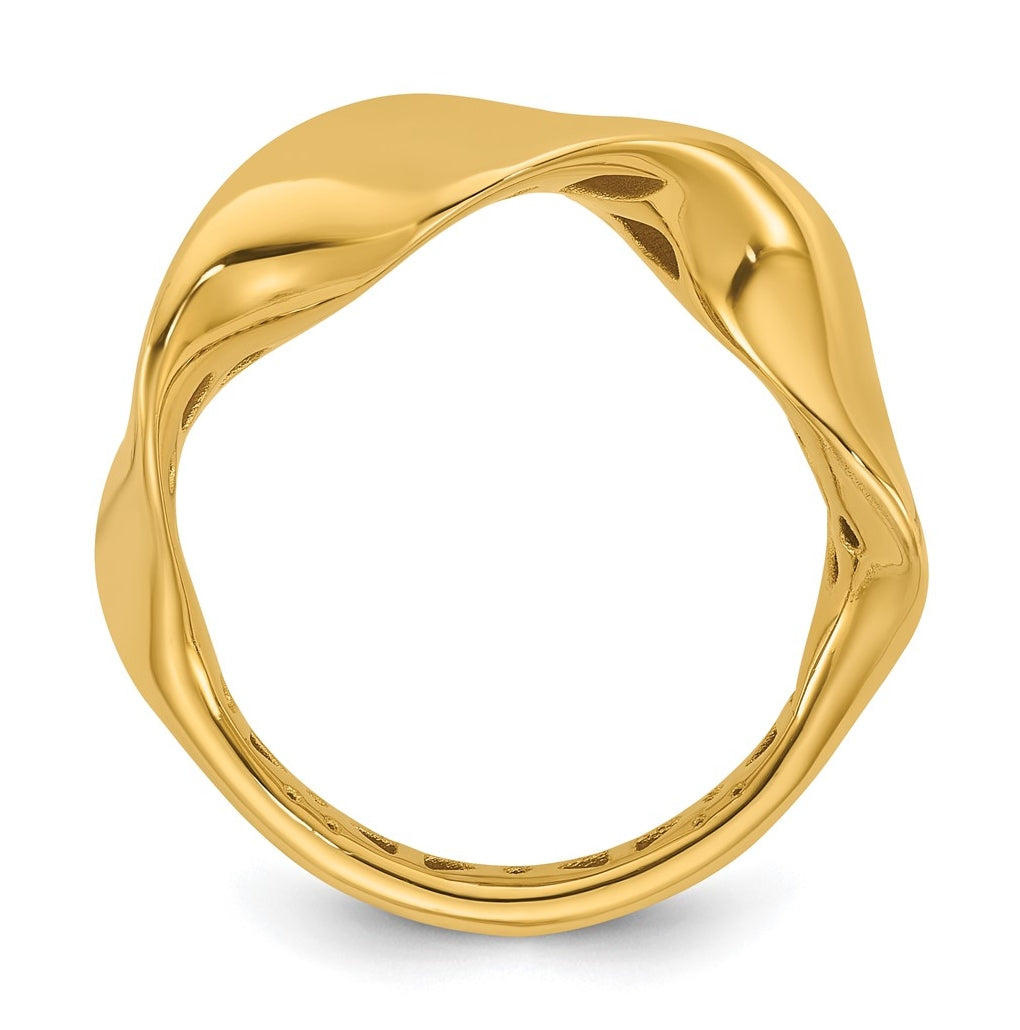 14k Yellow Gold Polished Wavy Ring