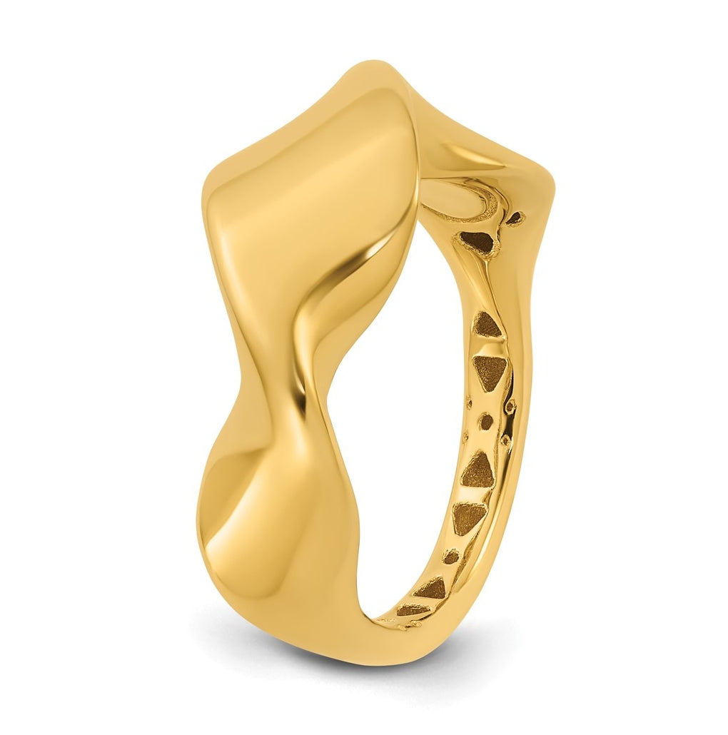 14k Yellow Gold Polished Wavy Ring