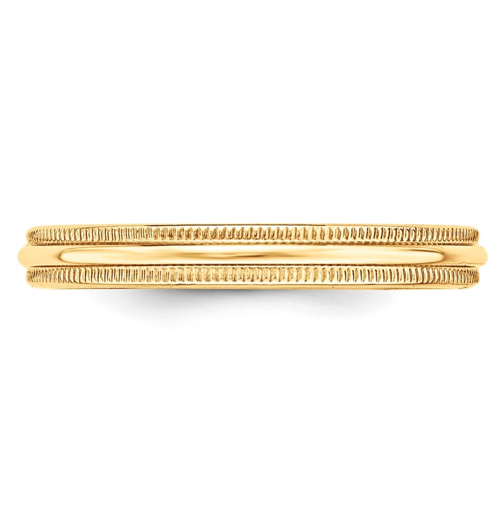 14k Yellow Or White Gold Milgrain Half Round Wedding Band